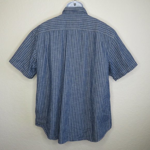 Old Navy* Men's Short Sleeve Button Down Curved Hem Pocket Stripe Shirt~ XXL - Picture 2 of 12